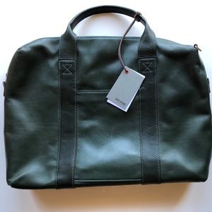 NWT Jack Spade green leather Mill briefcase
